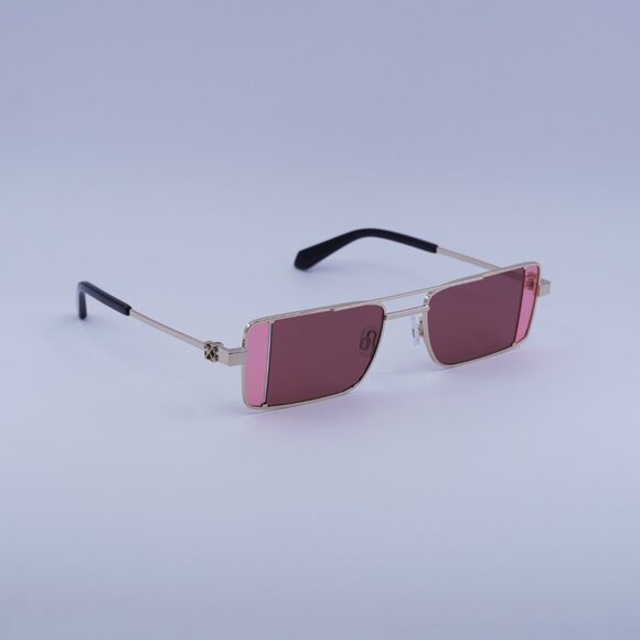 Off-White OERI14A CORTEZ 7628 Sunglasses Gold Rectangle Frame, Burgundy Lenses - Picture 2 of 11